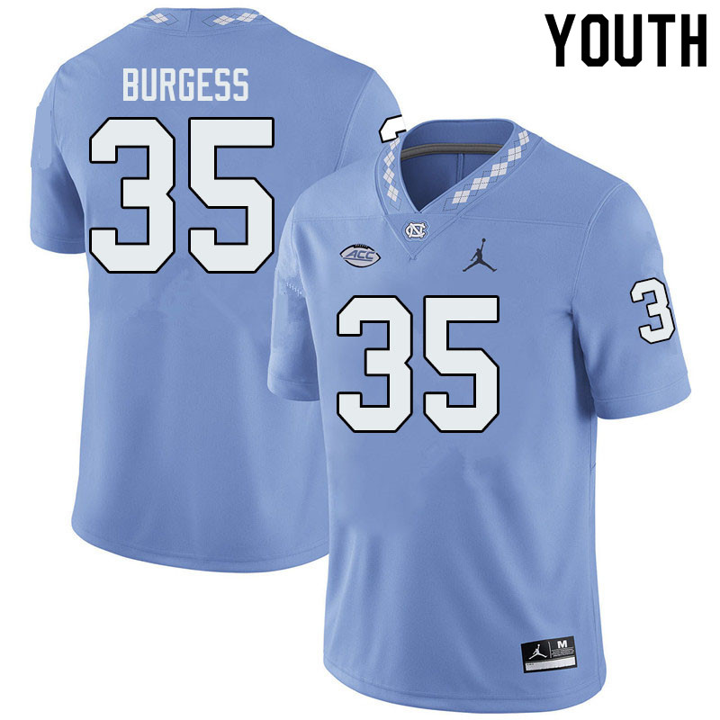 Jordan Brand Youth #35 Carson Burgess North Carolina Tar Heels College Football Jerseys Sale-Blue